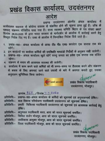 उदवन्तनगर प्रखंड-सह-अंचल कार्यालय के आरटीपीएस काउंटर एक सप्ताह तक रहेंगें बंद