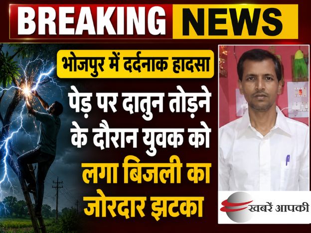 पेड़ पर दातुन तोड़ने के दौरान युवक को लगा बिजली का जोरदार झटका